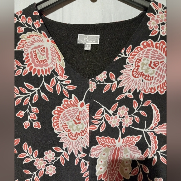 JM Collection EUC Black & Orange Blouse, Large, Sheer Flutter Sleeves - Picture 4 of 7